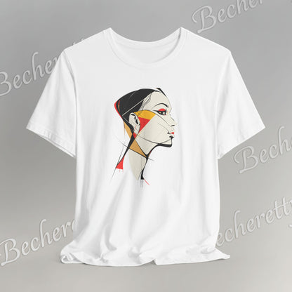 Abstract Profile Art Tee Becheretty — Minimal Geometric Woman Portrait T-Shirt