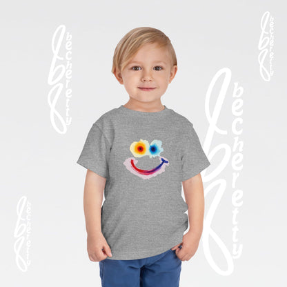 Toddler T-shirt - Colorful Watercolor Smiley Face - Art Graphic Minimalist Becheretty