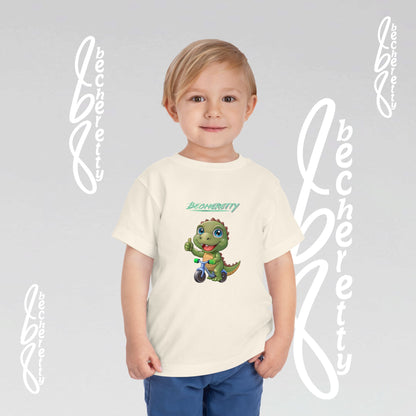 Toddler T-Shirt with a Cute Dino - Becheretty Playful Design Tee - Birthday Gift Idea