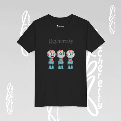 Youth T-Shirt short sleeve  "Three Funny Kid Robots" Graphic Becheretty - Original gift for birthdays