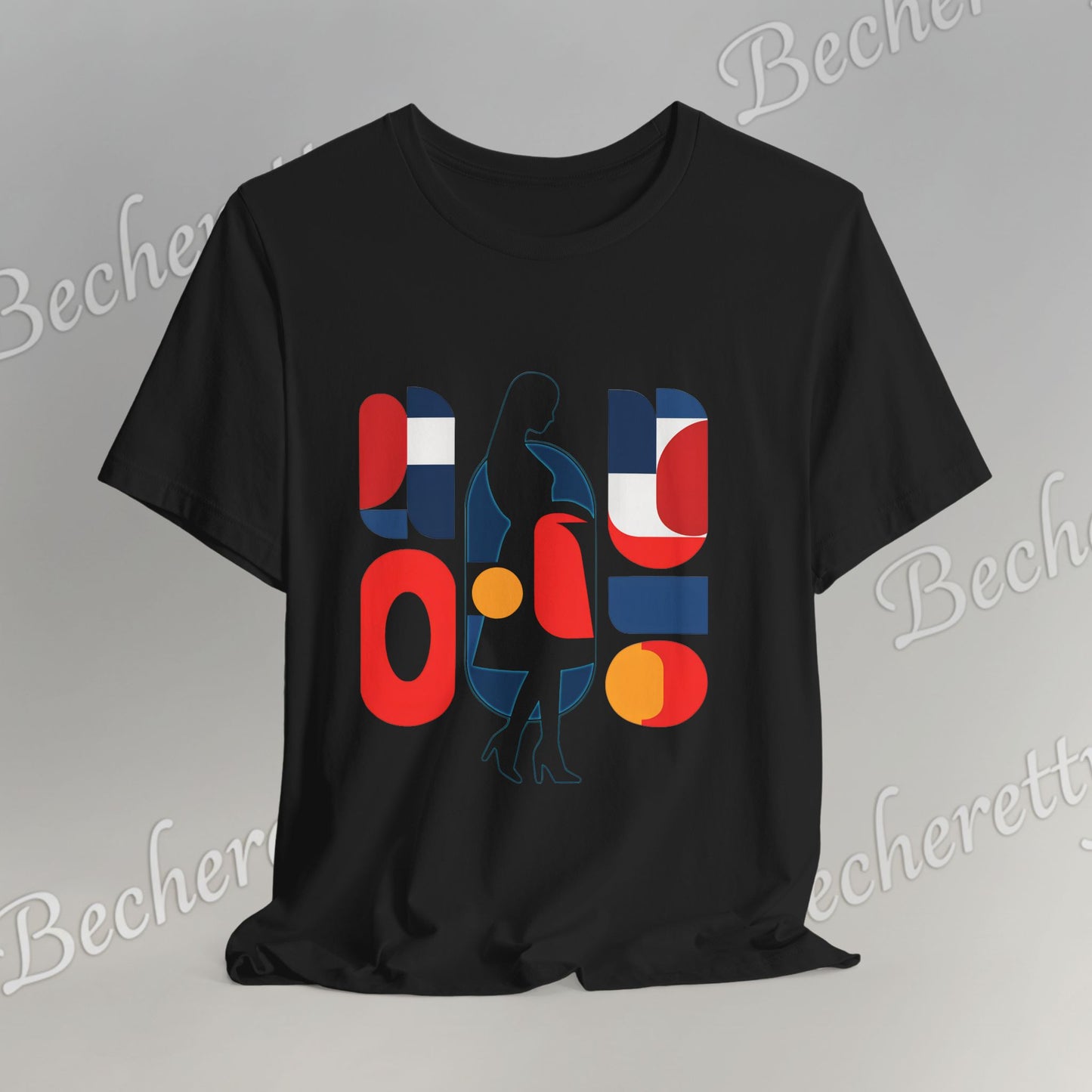 Luminous Silhouette T-Shirt - Bauhaus-inspired geometric shapes - Art Graphic Minimalist Becheretty