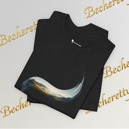 Abstract Wave Tee — Minimal Coastal Brushstroke T-Shirt Becheretty - Ideal Gift - Original Design