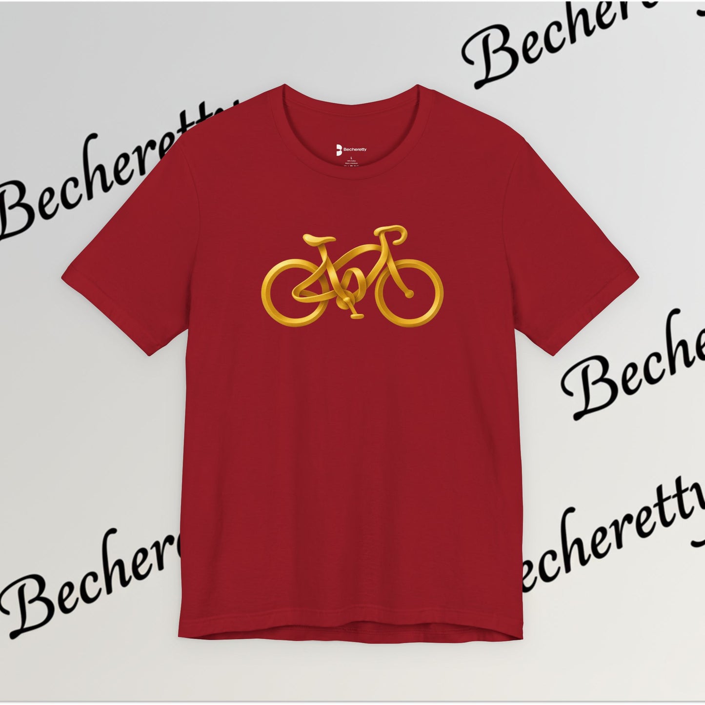 Gold Road Bike T-Shirt — Art Graphic Minimalist Becheretty - Gift Idea for Cyclist & Bike lovers