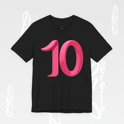 Pink Number 10 - Graphic Tee - Becheretty Minimalist Style - Everyday Comfort - Ideal Gift for Sports Lovers