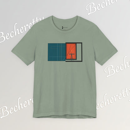 Minimalist Window Sunset T‑Shirt — Modern Geometric Home Vibe Tee - Art Graphic Becheretty
