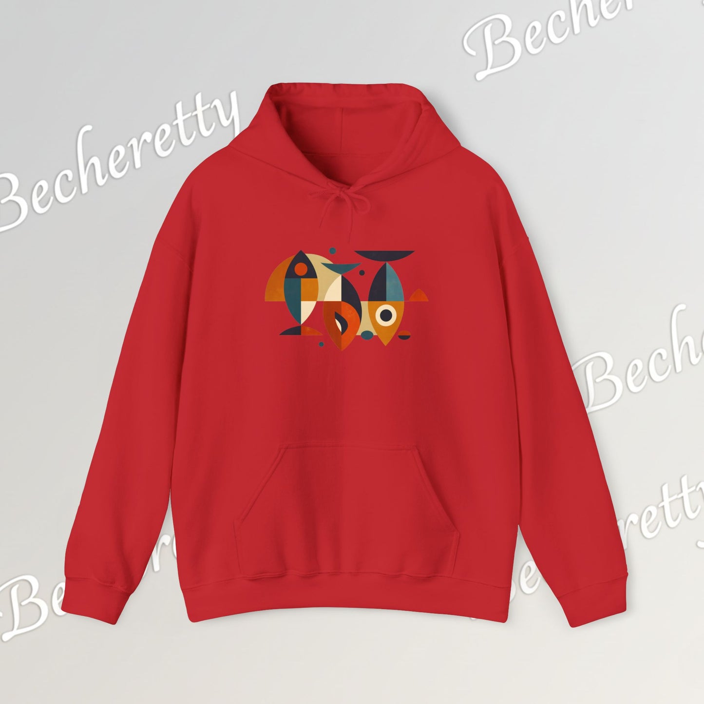 Geometric Fish Hoodie - Minimalist Graphic Becheretty, blending abstract geometric shapes