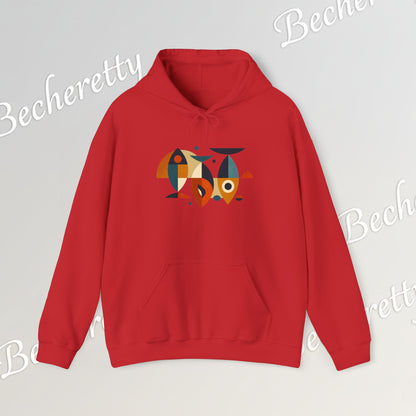 Geometric Fish Hoodie - Minimalist Graphic Becheretty, blending abstract geometric shapes