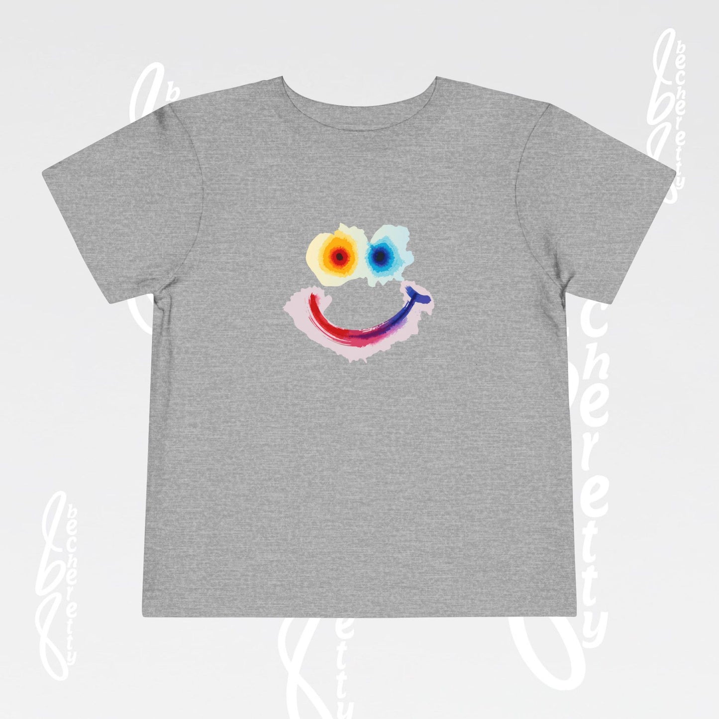 Toddler T-shirt - Colorful Watercolor Smiley Face - Art Graphic Minimalist Becheretty