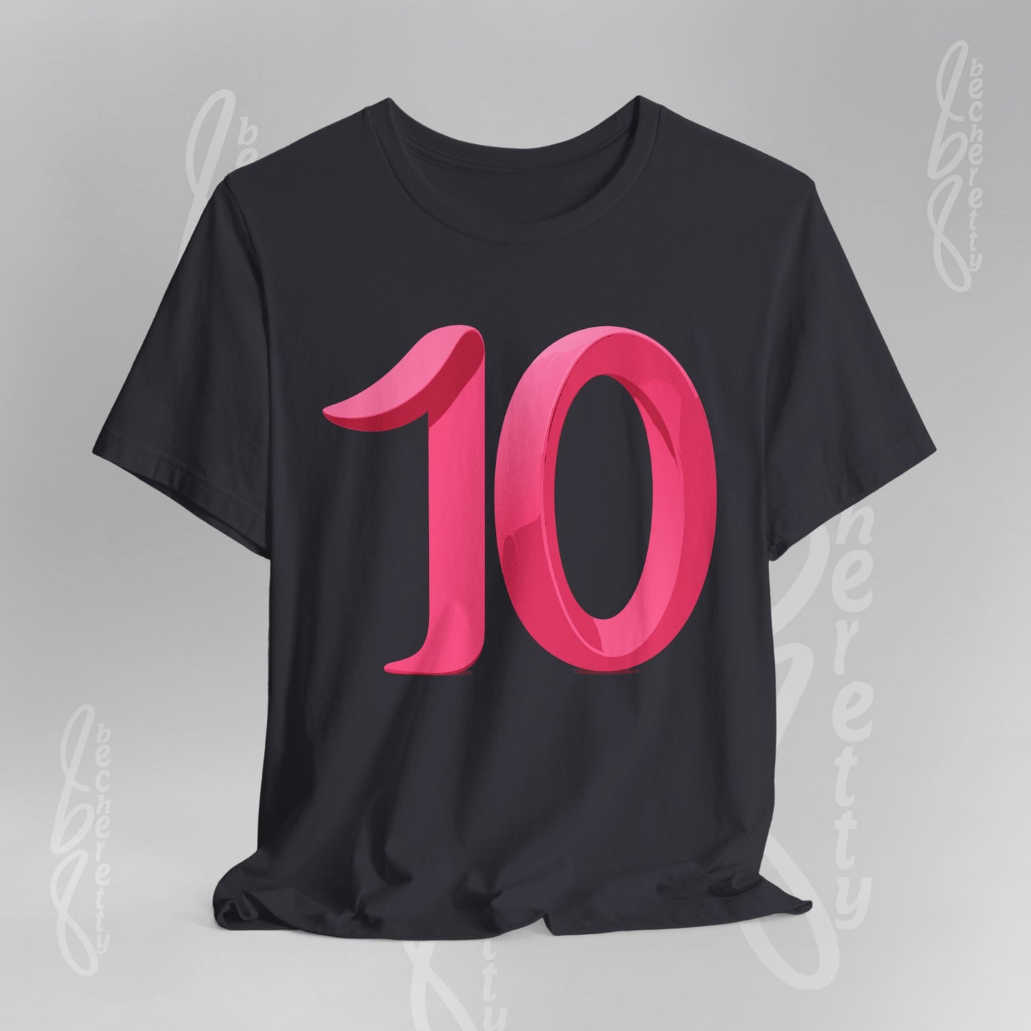 Pink Number 10 - Graphic Tee - Becheretty Minimalist Style - Everyday Comfort - Ideal Gift for Sports Lovers