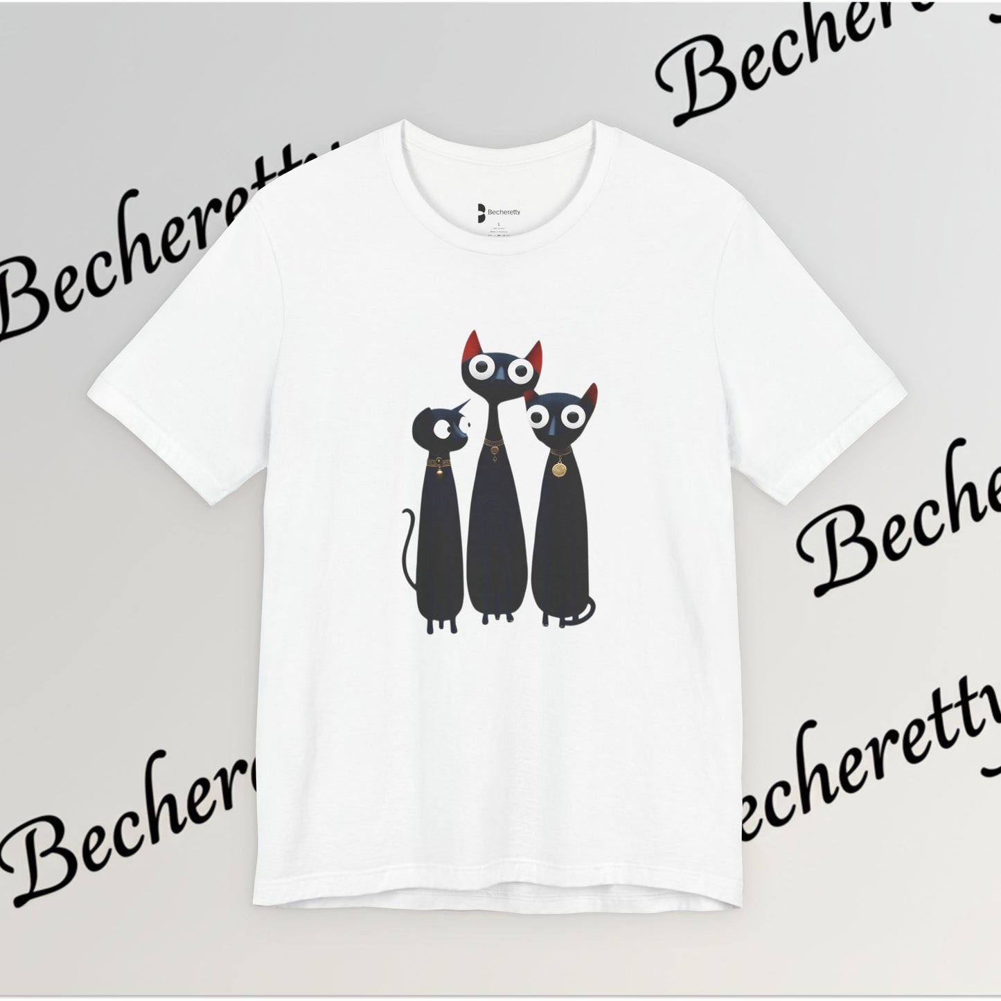 T-Shirt "Three Stylized Black Cats" | Cute Minimal Graphic Becheretty - Modern, artful touch