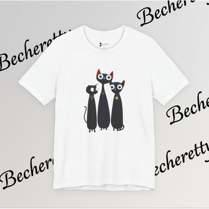 T-Shirt "Three Stylized Black Cats" | Cute Minimal Graphic Becheretty - Modern, artful touch
