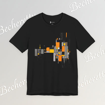 Abstract Geometric Tee - Art Graphic Becheretty - Modern Orange & Gray Cityscape Design