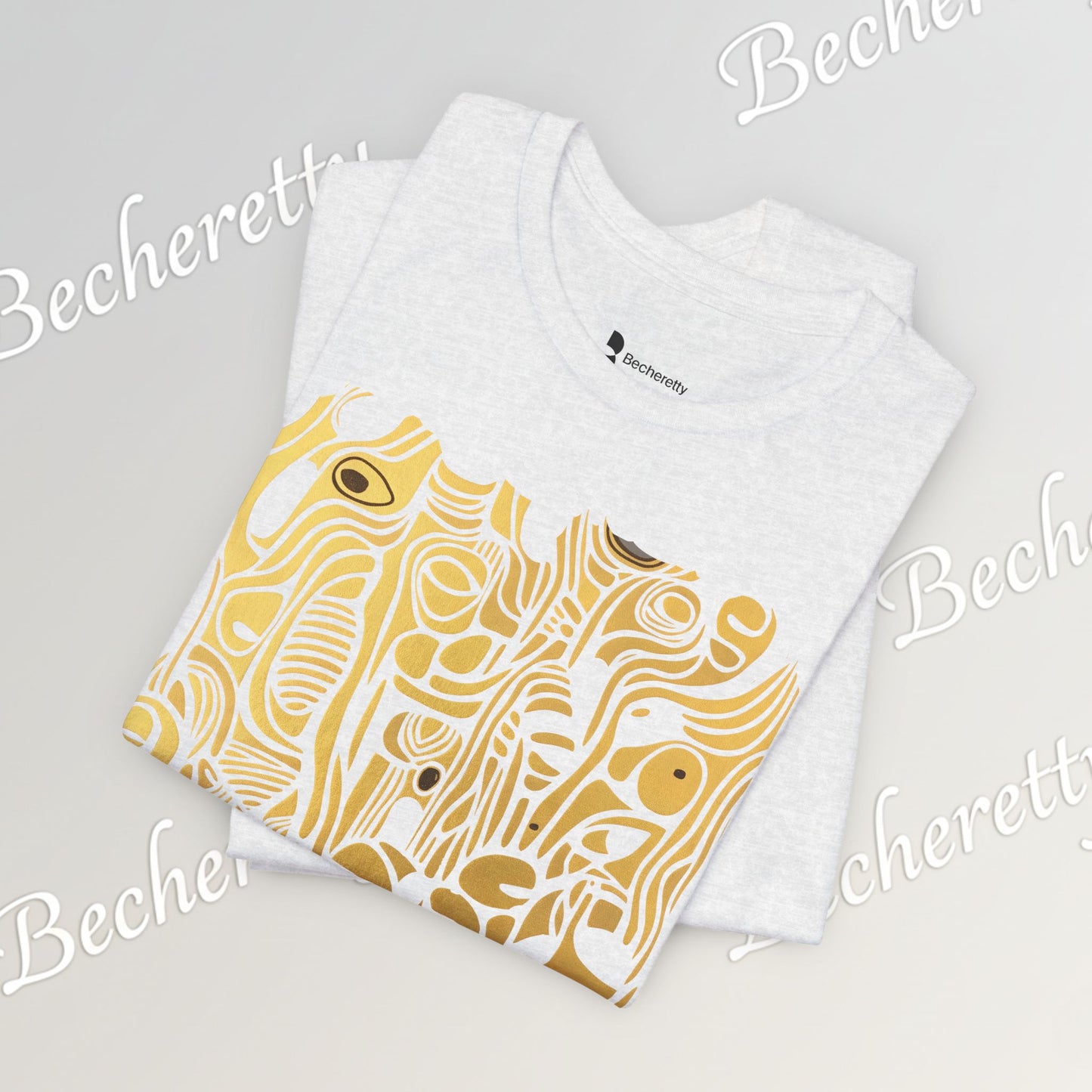 Golden Currents Tee - Abstract Organic line Art Becheretty - Abstract exploration of form and rhythm