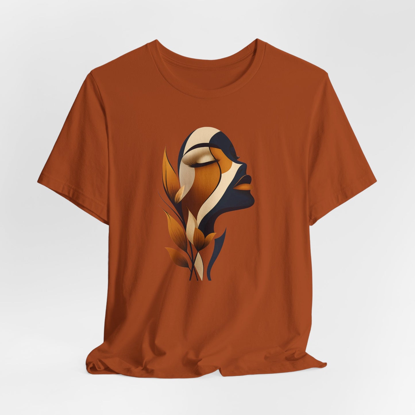 "Golden Profile" Abstract Graphic T‑Shirt – Art Minimalist Becheretty - Botanical inspiration