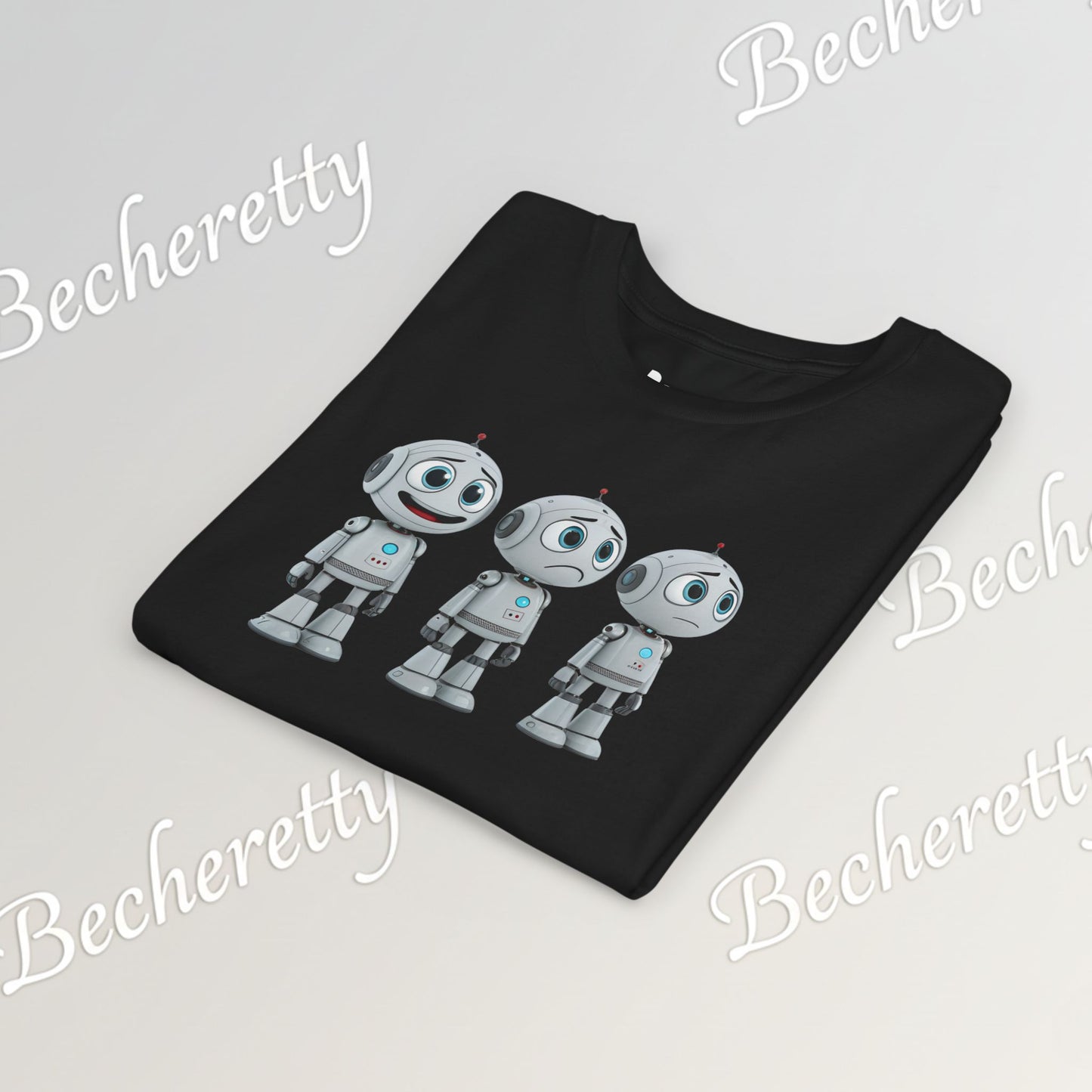 Youth T-Shirt  "Three Funny Kid Robots" Art Graphic Becheretty - Perfect for expressing your daily mood without saying a word