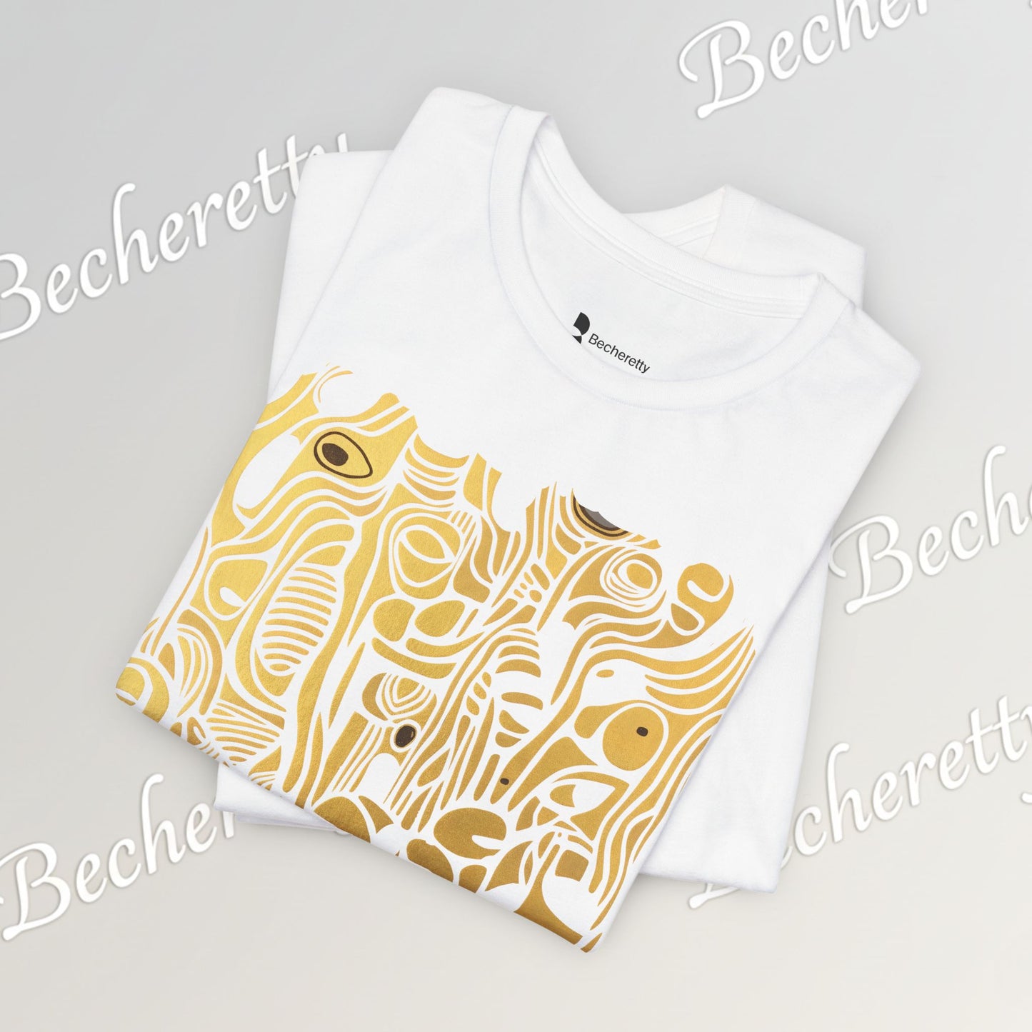 Golden Currents Tee - Abstract Organic line Art Becheretty - Abstract exploration of form and rhythm