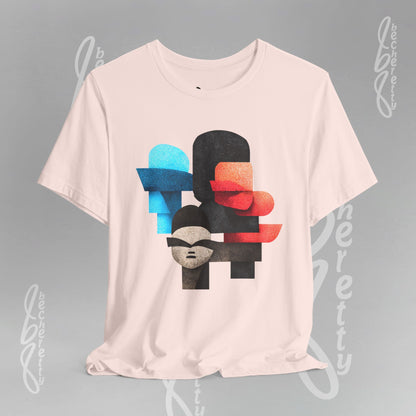 Abstract Face Graphic Tee - Colorful Design Becheretty - Silent Dialogue - Casual Wear