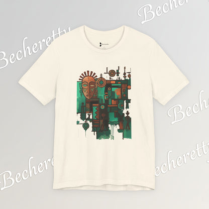Abstract Tribal Mask Art T-Shirt — Geometric Afrocentric Graphic Becheretty