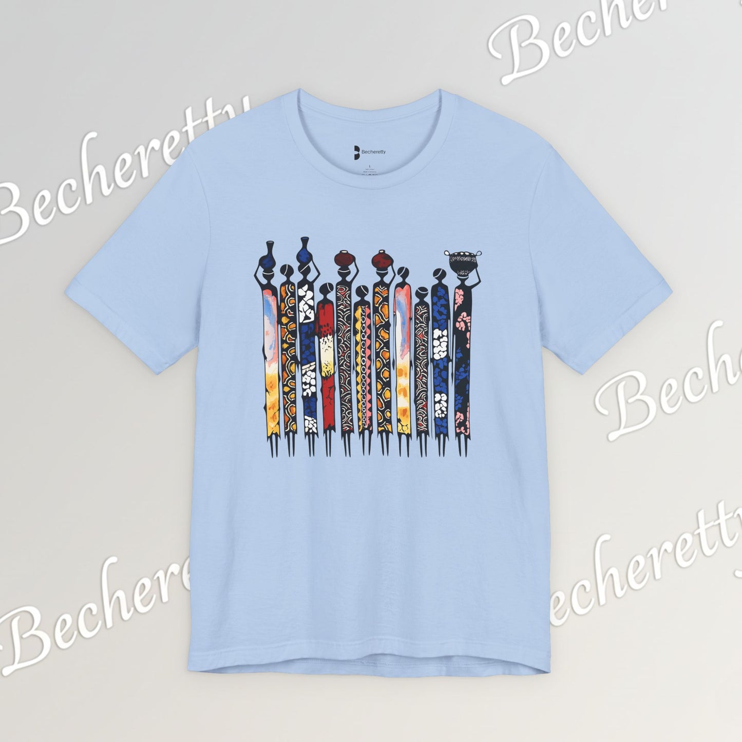 Ancestral Strides - Graphic Tee Becheretty - African tribal art style - Woven with history, worn with pride.