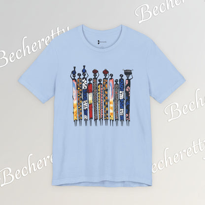 Ancestral Strides - Graphic Tee Becheretty - African tribal art style - Woven with history, worn with pride.