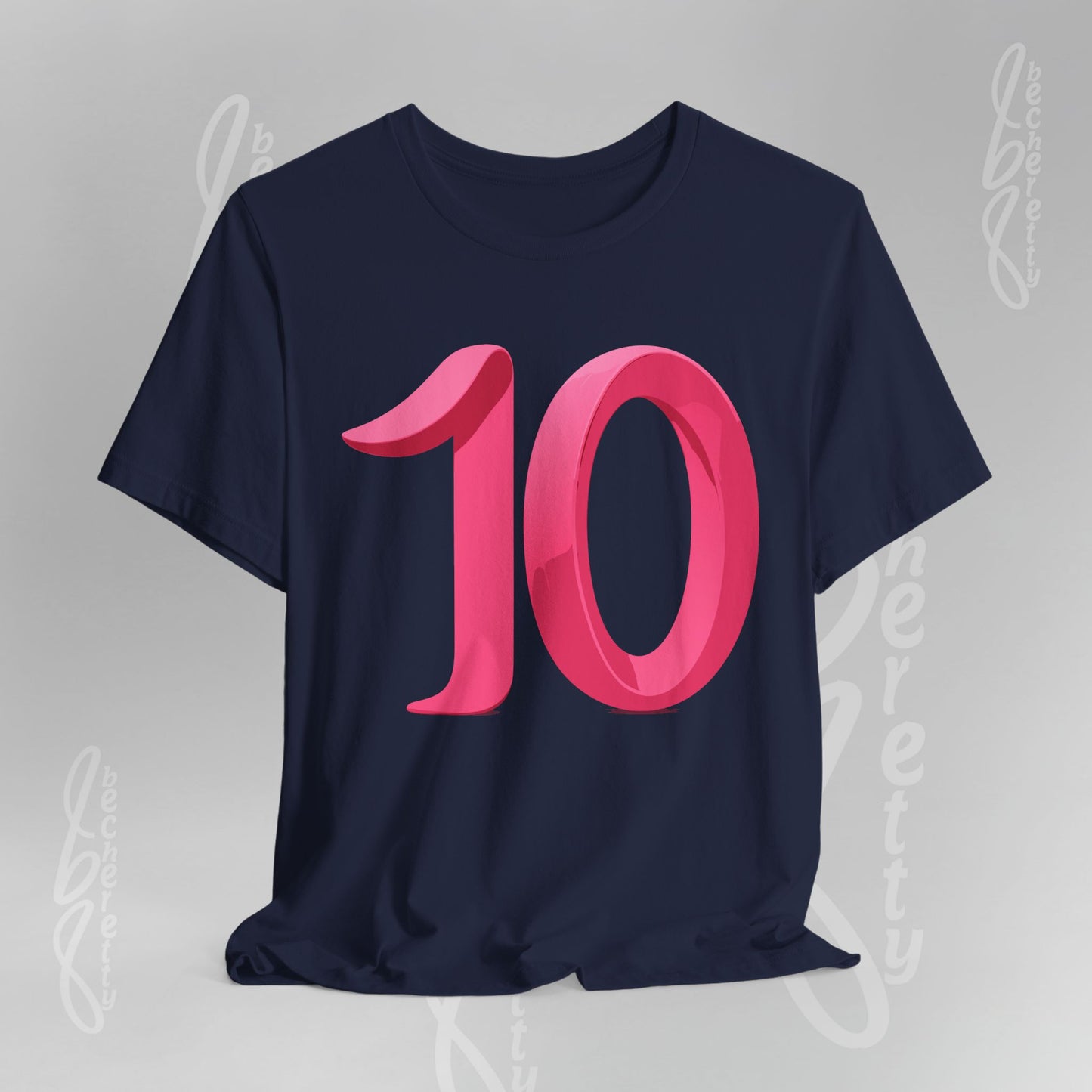 Pink Number 10 - Graphic Tee - Becheretty Minimalist Style - Everyday Comfort - Ideal Gift for Sports Lovers