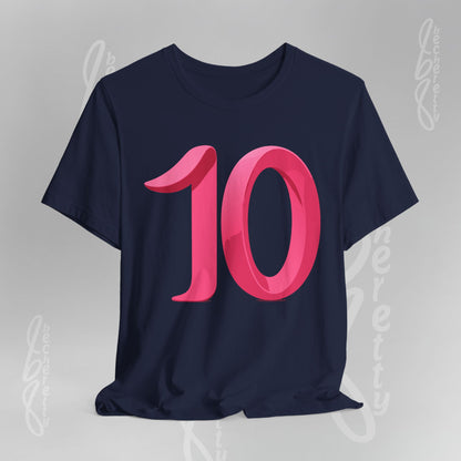 Pink Number 10 - Graphic Tee - Becheretty Minimalist Style - Everyday Comfort - Ideal Gift for Sports Lovers