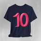 Pink Number 10 - Graphic Tee - Becheretty Minimalist Style - Everyday Comfort - Ideal Gift for Sports Lovers