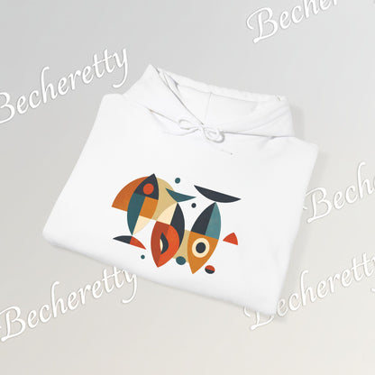 Geometric Fish Hoodie - Minimalist Graphic Becheretty, blending abstract geometric shapes