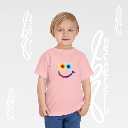 Toddler T-shirt - Colorful Watercolor Smiley Face - Art Graphic Minimalist Becheretty