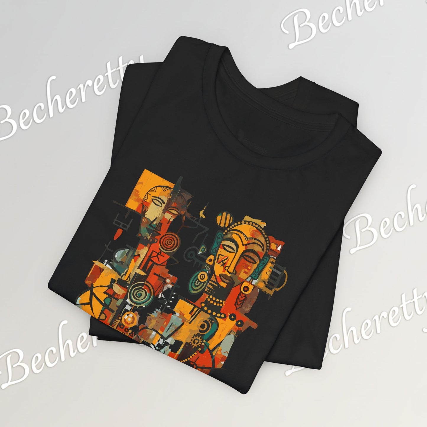 African Art T-Shirt "Ancestral Echoes" Graphic Becheretty - Abstract style - Ethno-Contemporary Fashion