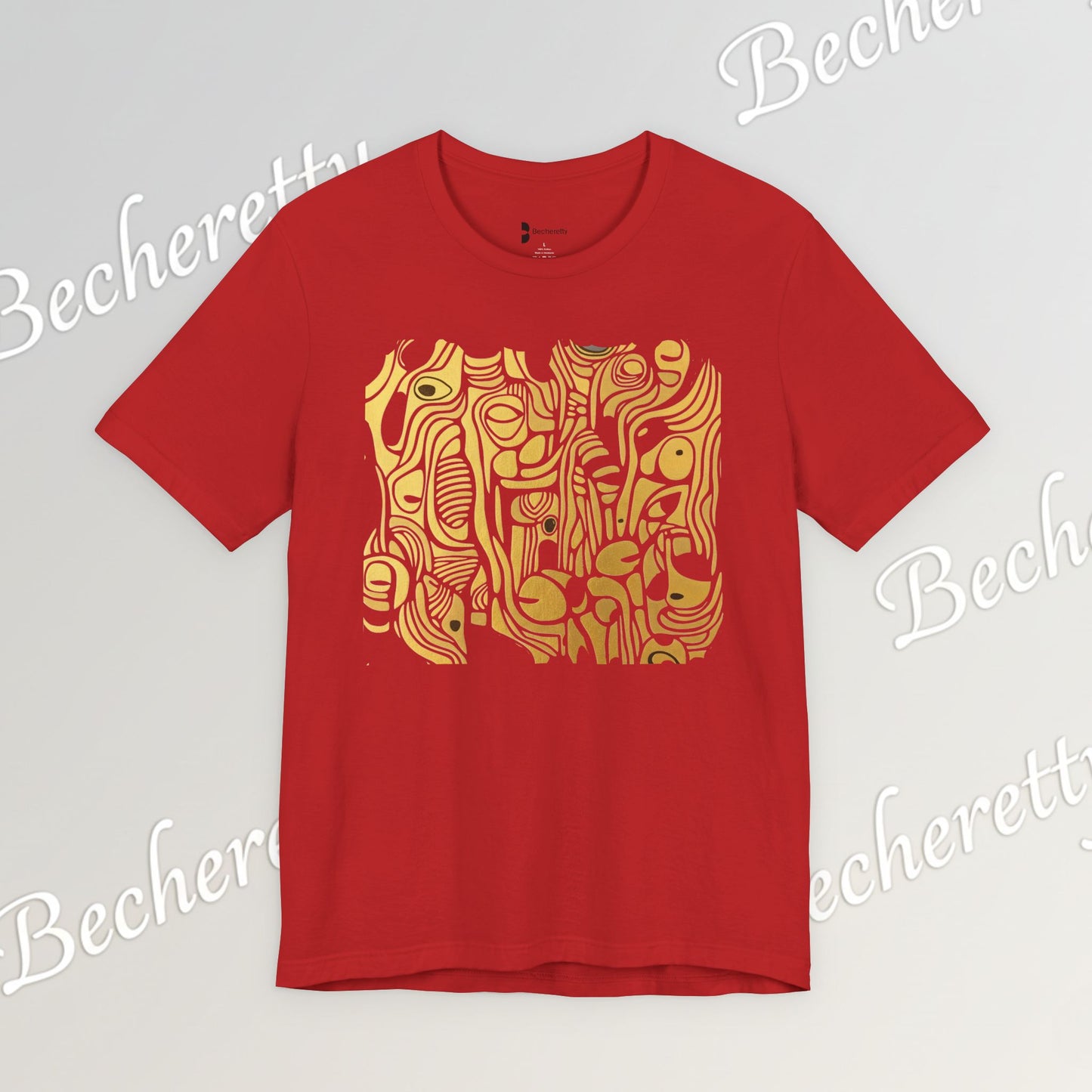Golden Currents Tee - Abstract Organic line Art Becheretty - Abstract exploration of form and rhythm