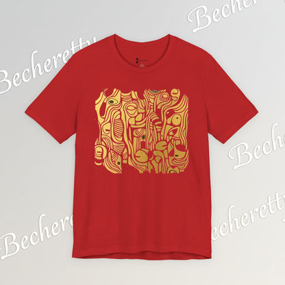 Golden Currents Tee - Abstract Organic line Art Becheretty - Abstract exploration of form and rhythm