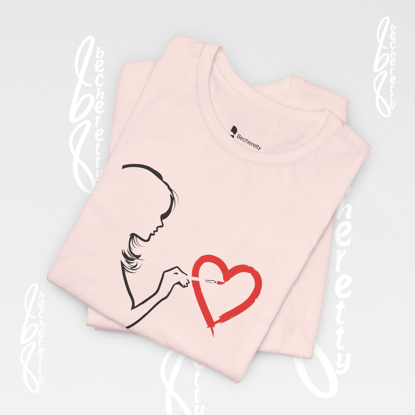 Graphic Art T-shirt "Love" Minimalist Design Becheretty - Urban Style - Casual Wear