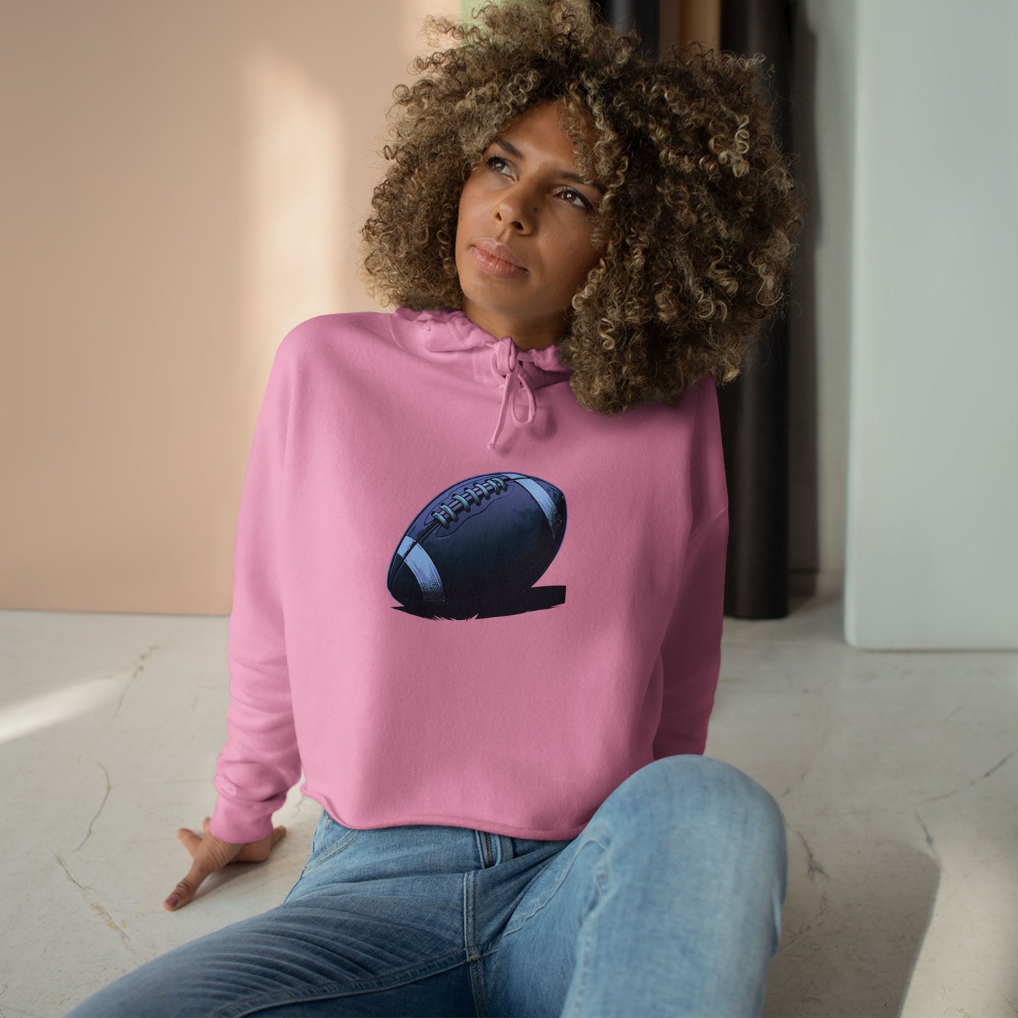 Football Lover’s Crop Hoodie - Becheretty's Graphic Art - Casual Outfit, Game Day Gift, Athletic Wear, Football Merchandise