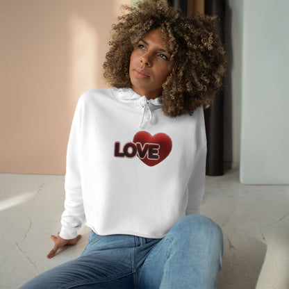 Love Heart Crop Hoodie — Plush Covered in Fur Graphic- Art Graphic Minimalist Becheretty
