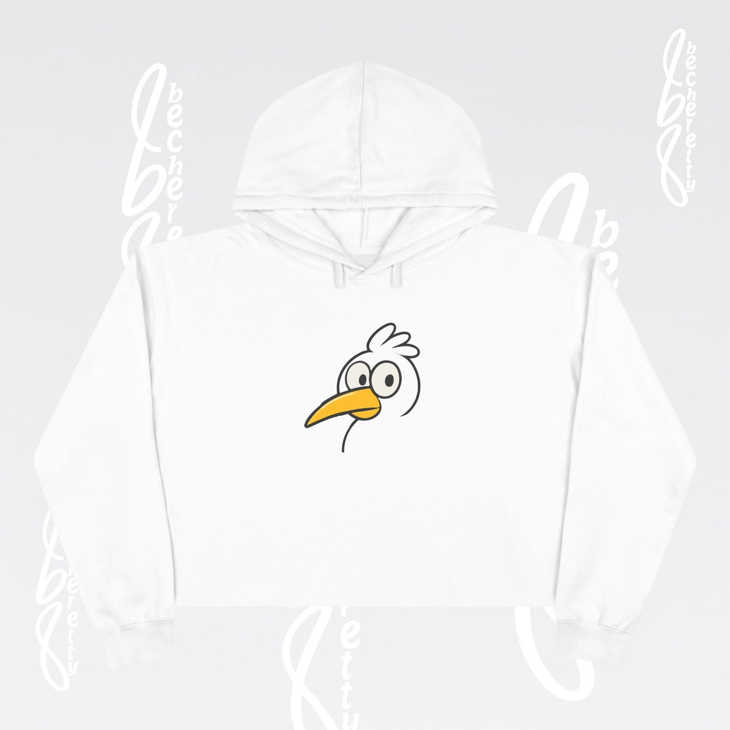 Graphic Crop Hoodie - Cute Cartoon Seagull - Becheretty - Minimal Beach Bird Graphic Sweatshirt