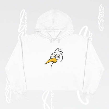 Graphic Crop Hoodie - Cute Cartoon Seagull - Becheretty - Minimal Beach Bird Graphic Sweatshirt