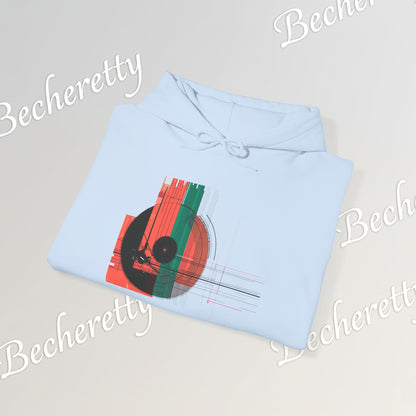The Vinyl Echo "DJ" Hoodie - Art Graphic Becheretty - The classic vinyl record through a lens of modern geometry