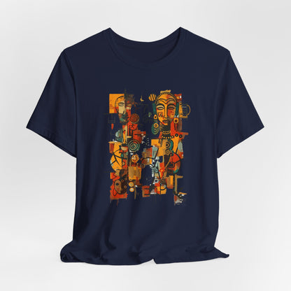 African Art T-Shirt "Ancestral Echoes" Graphic Becheretty - Abstract style - Ethno-Contemporary Fashion