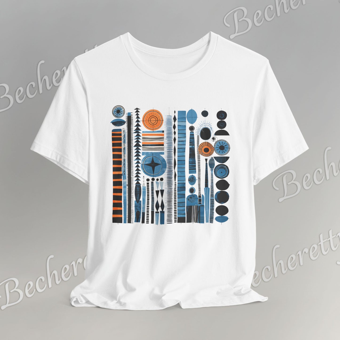 Modern Geometry Tee  "Urban Totems" Art Graphic Becheretty - Timeless, versatile, and unmistakably modern.
