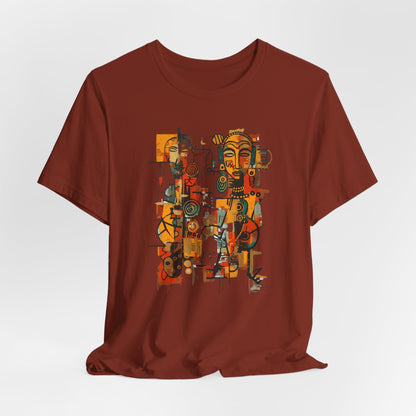 African Art T-Shirt "Ancestral Echoes" Graphic Becheretty - Abstract style - Ethno-Contemporary Fashion