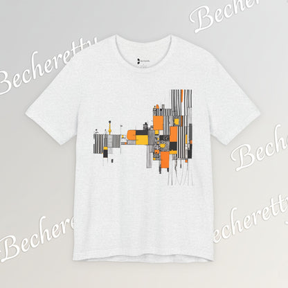 Abstract Geometric Tee - Art Graphic Becheretty - Modern Orange & Gray Cityscape Design