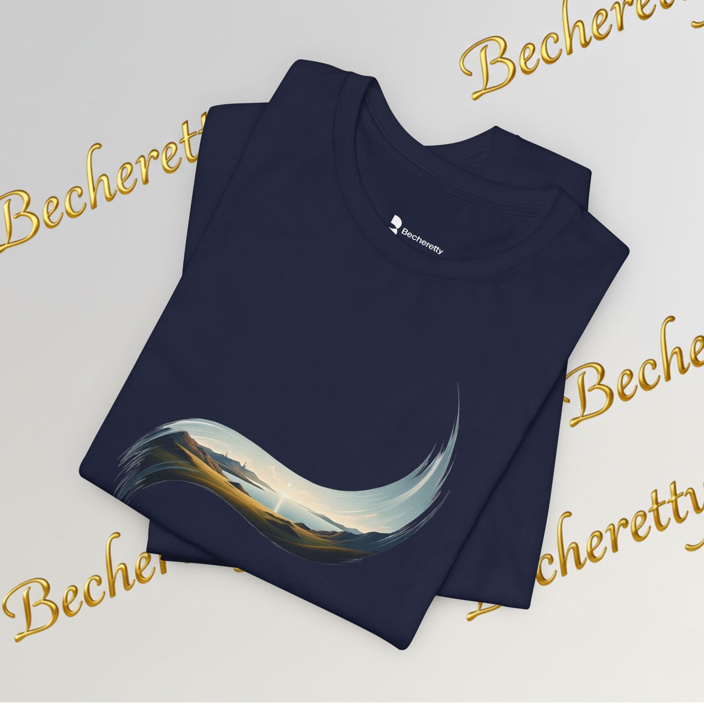 Abstract Wave Tee — Minimal Coastal Brushstroke T-Shirt Becheretty - Ideal Gift - Original Design