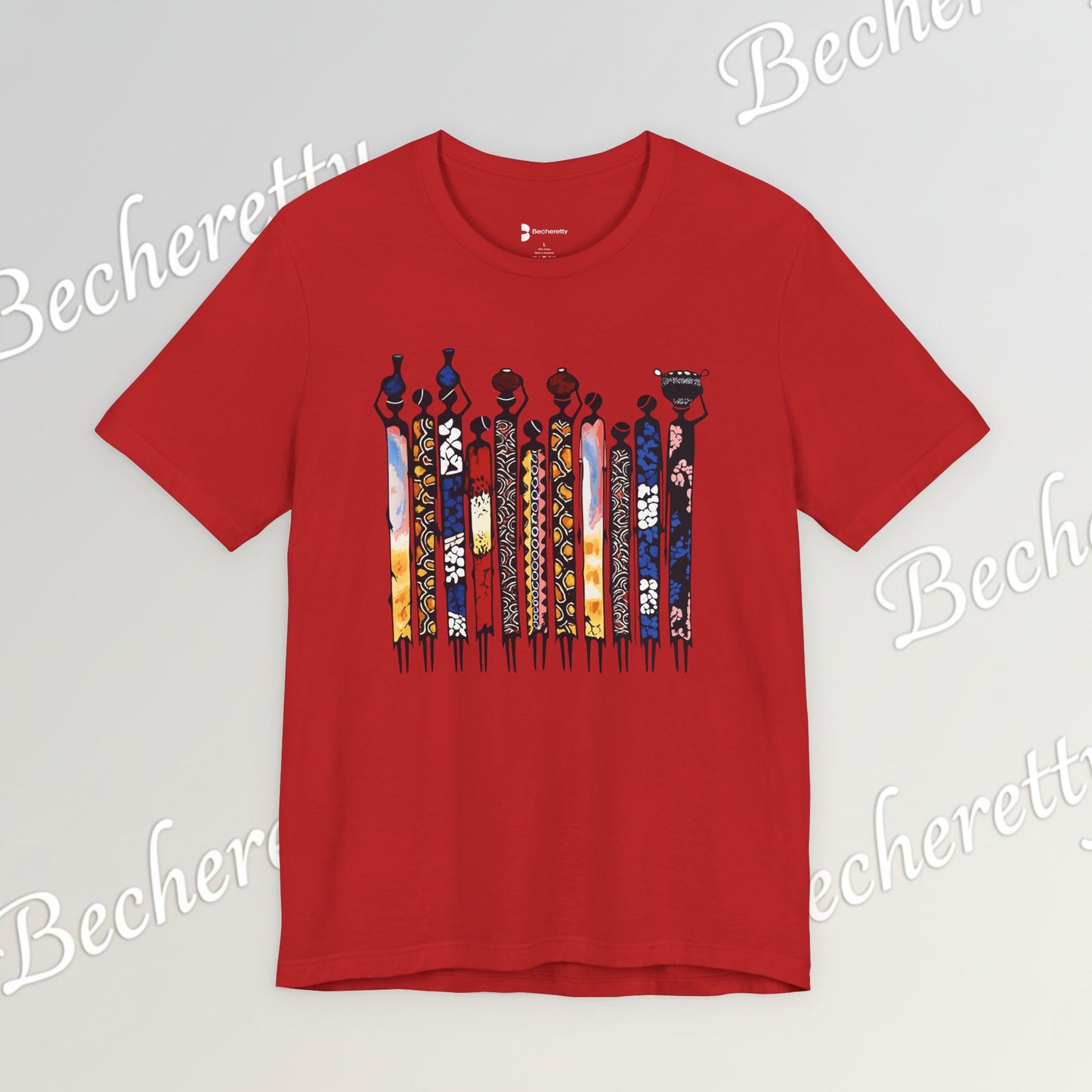 Ancestral Strides - Graphic Tee Becheretty - African tribal art style - Woven with history, worn with pride.
