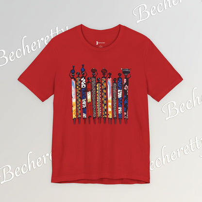 Ancestral Strides - Graphic Tee Becheretty - African tribal art style - Woven with history, worn with pride.