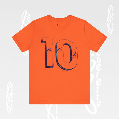 Stylish Unisex Tee - Number 10 - Casual Everyday Wear, Unique Gift  Sports Lovers, Becheretty Graphic, Team Spirit