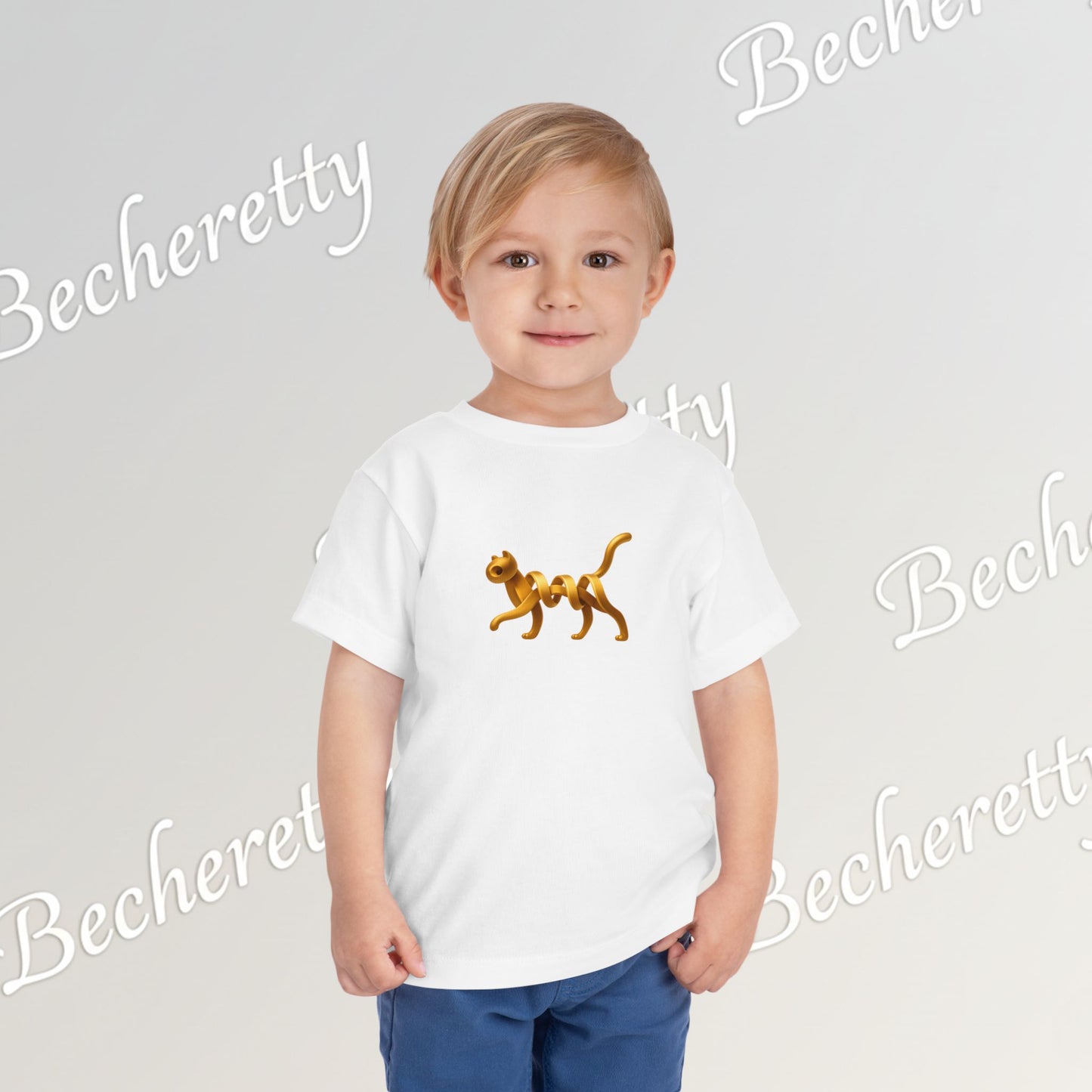 Cut Artistic "Golden Cat" Graphic Becheretty - Toddler Tee - Perfect for everyday wear with an artistic edge.