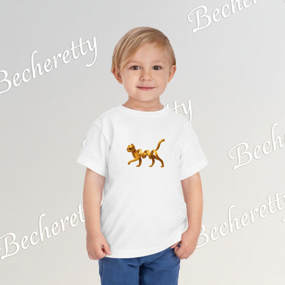 Cut Artistic "Golden Cat" Graphic Becheretty - Toddler Tee - Perfect for everyday wear with an artistic edge.