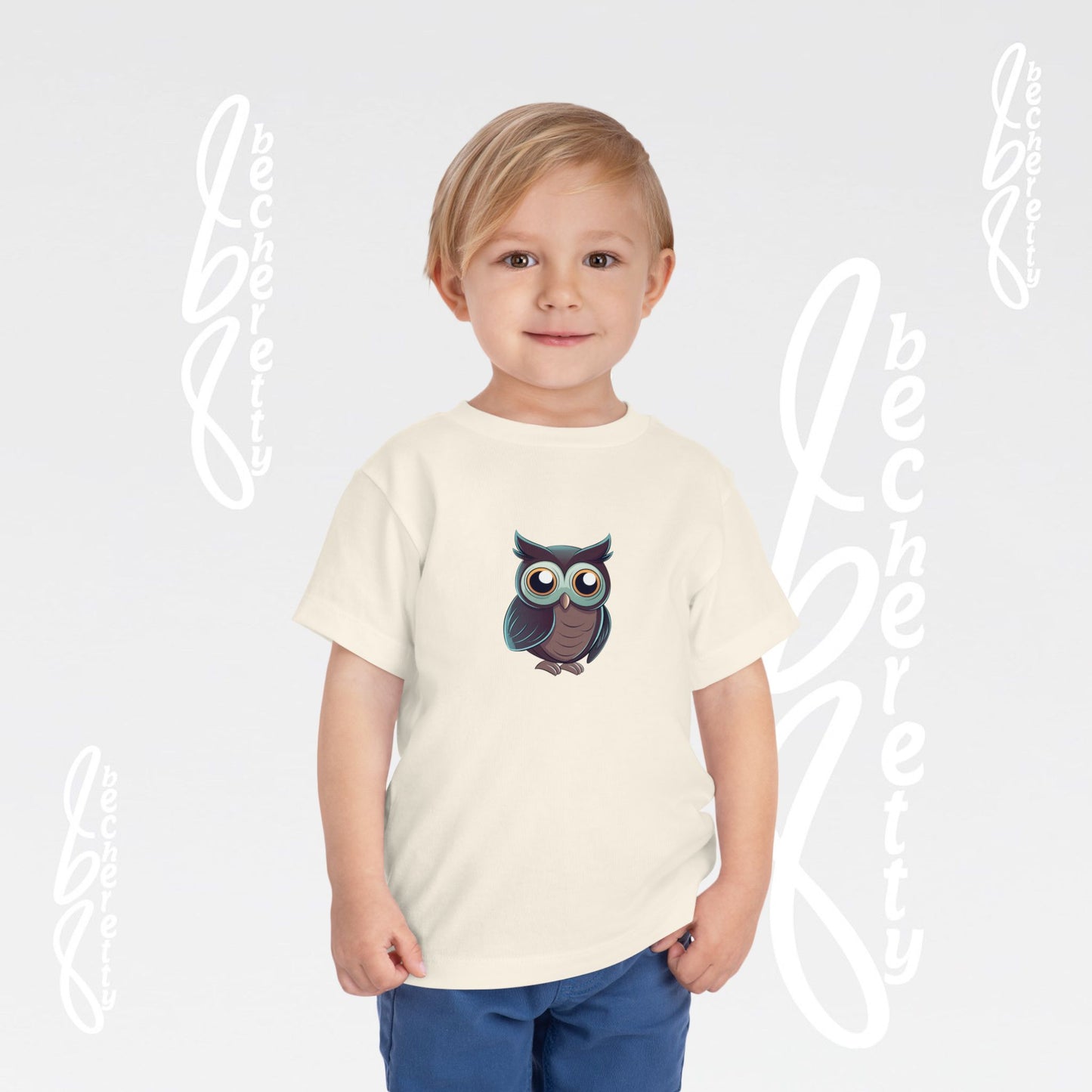 Owl Toddler Tee - Cute & Comfortable Short Sleeve Shirt for Kids - Art Graphic Becheretty