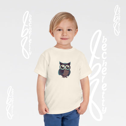 Owl Toddler Tee - Cute & Comfortable Short Sleeve Shirt for Kids - Art Graphic Becheretty